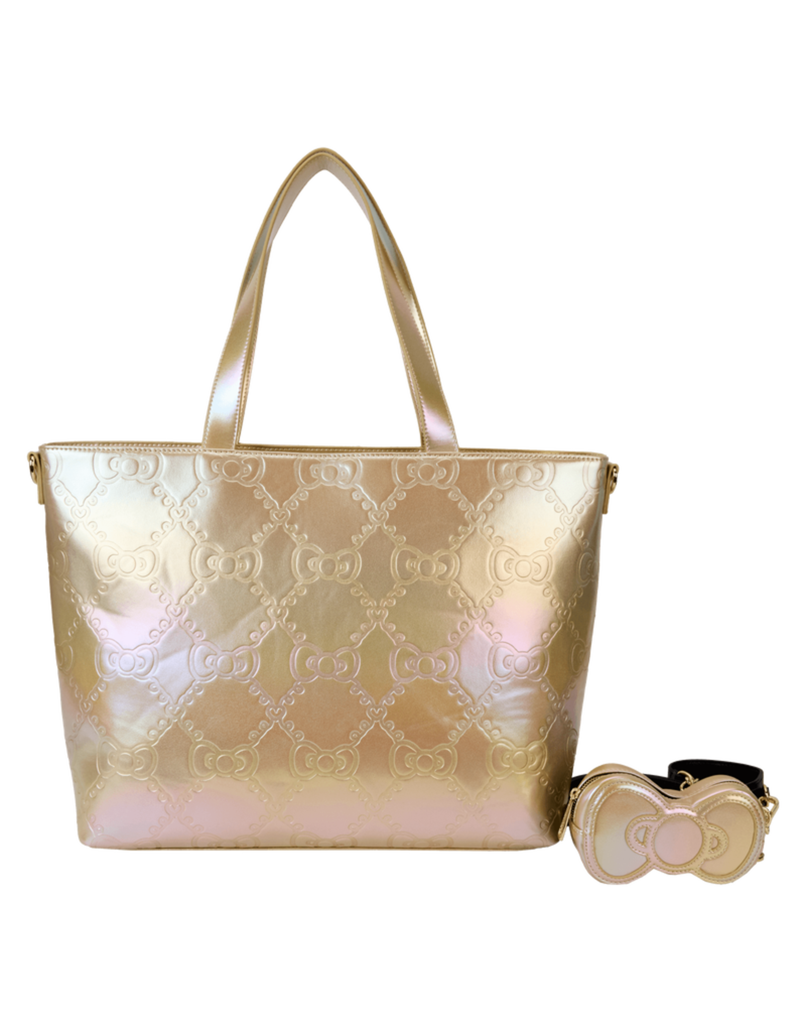 Loungefly Sanrio Hello Kitty 50th Anniversary Metallic Gold Tote Bag With Coin Bag