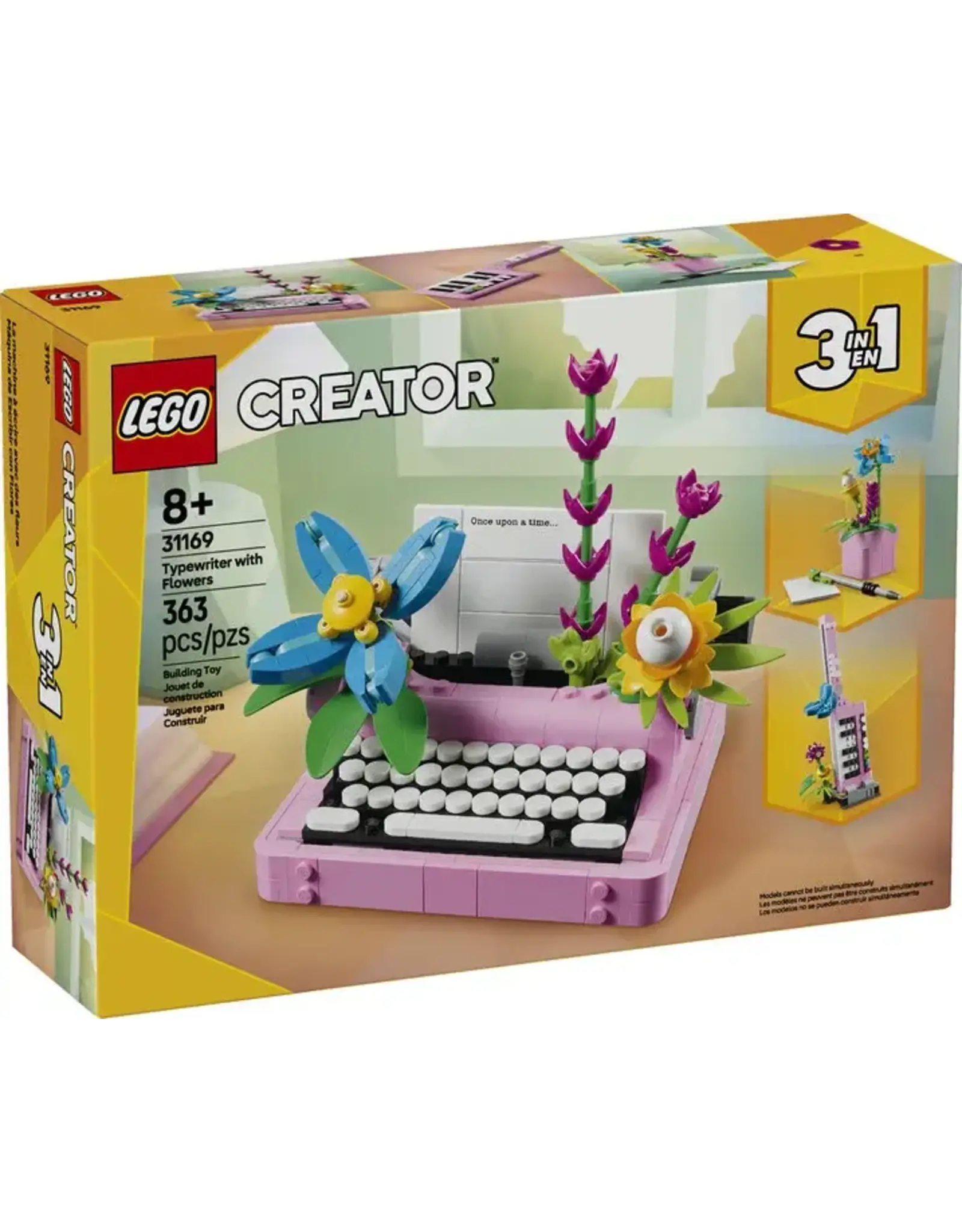 Lego Typewriter with Flowers