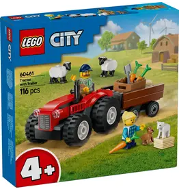 Lego Red Farm Tractor with Trailer & Sheep
