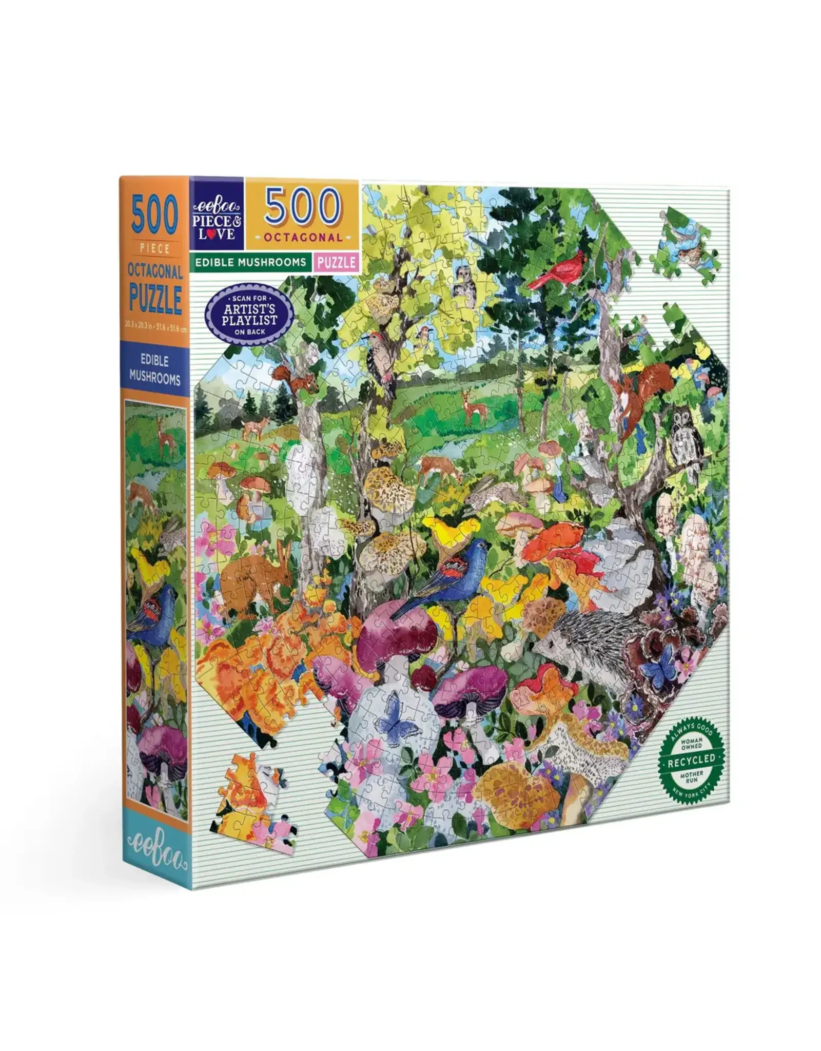 eeBoo Edible Mushrooms 500 Piece Octagon Puzzle