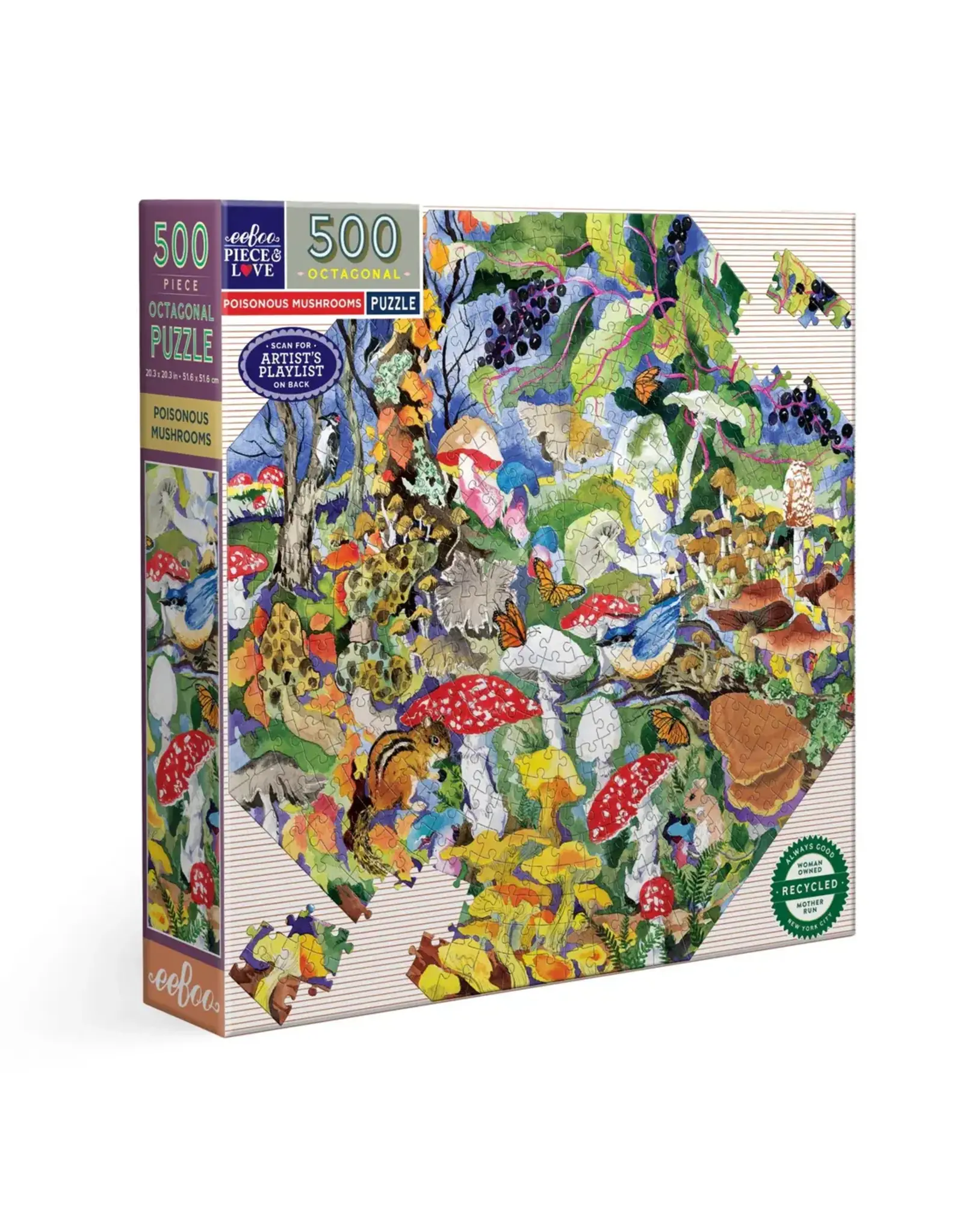 eeBoo Poisonous Mushrooms 500 Piece Octagon Puzzle