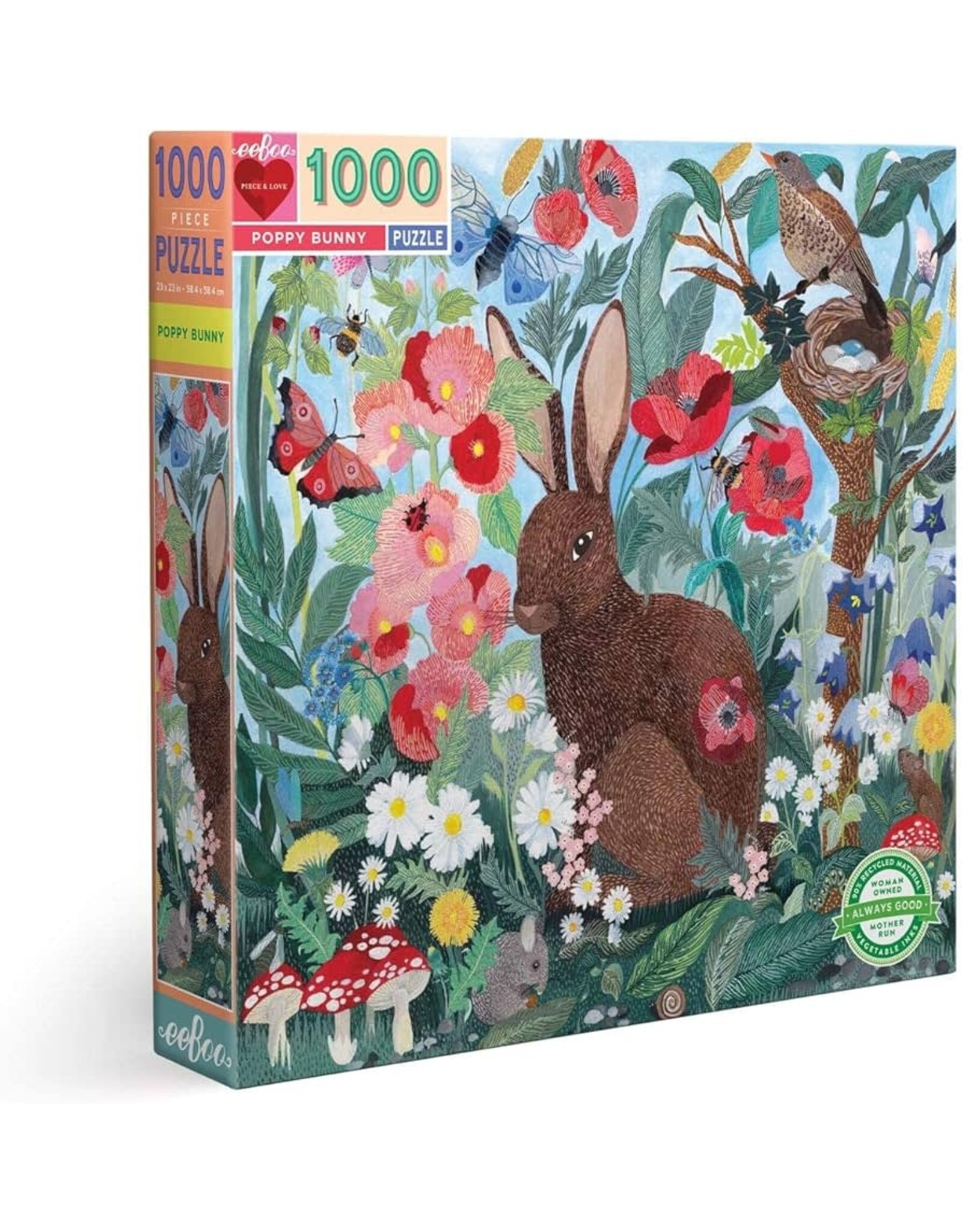 eeBoo Poppy Bunny 1000 Piece Puzzle