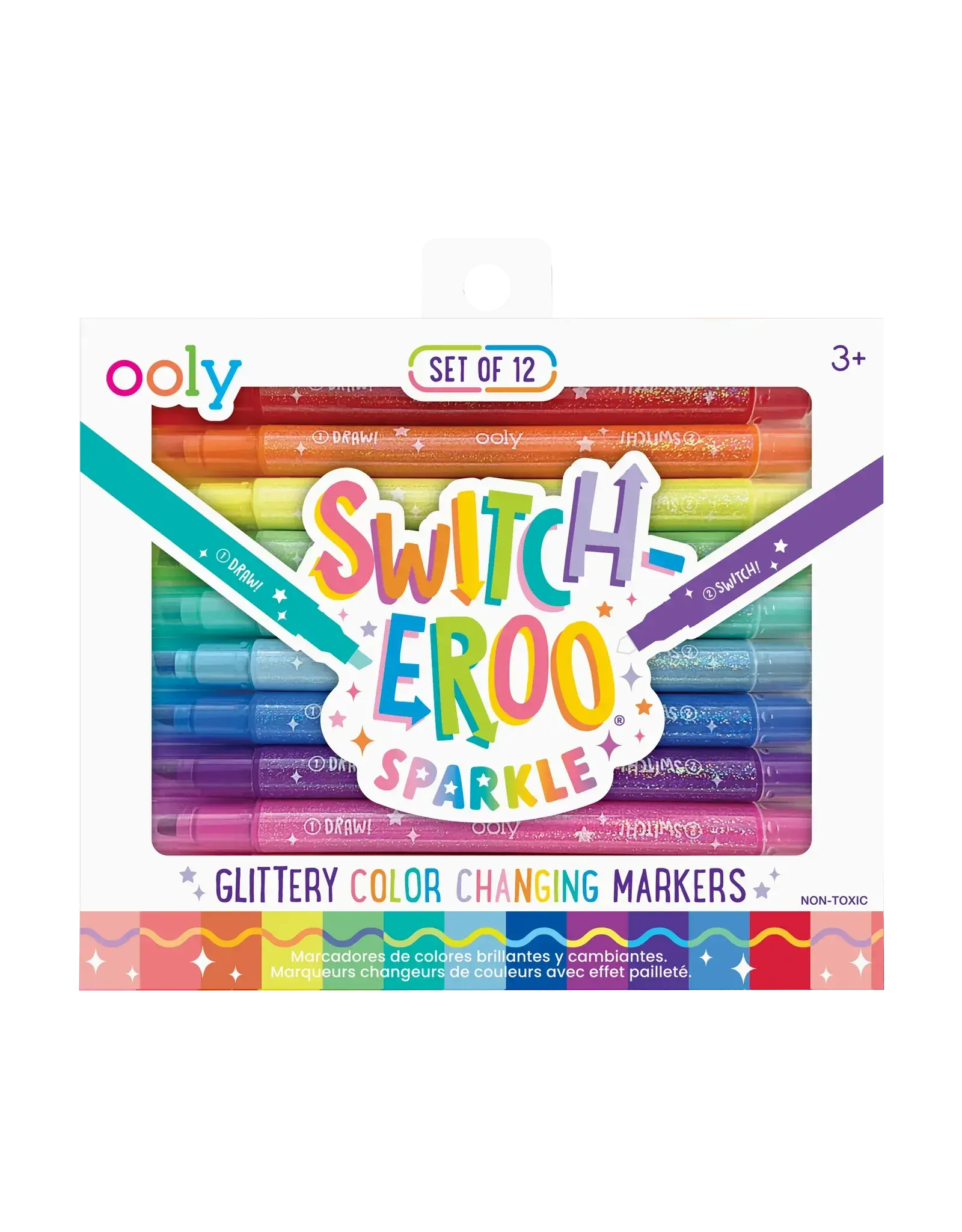Ooly Switch-Eroo Sparkle Glittery Color Changing Markers - Set of 12