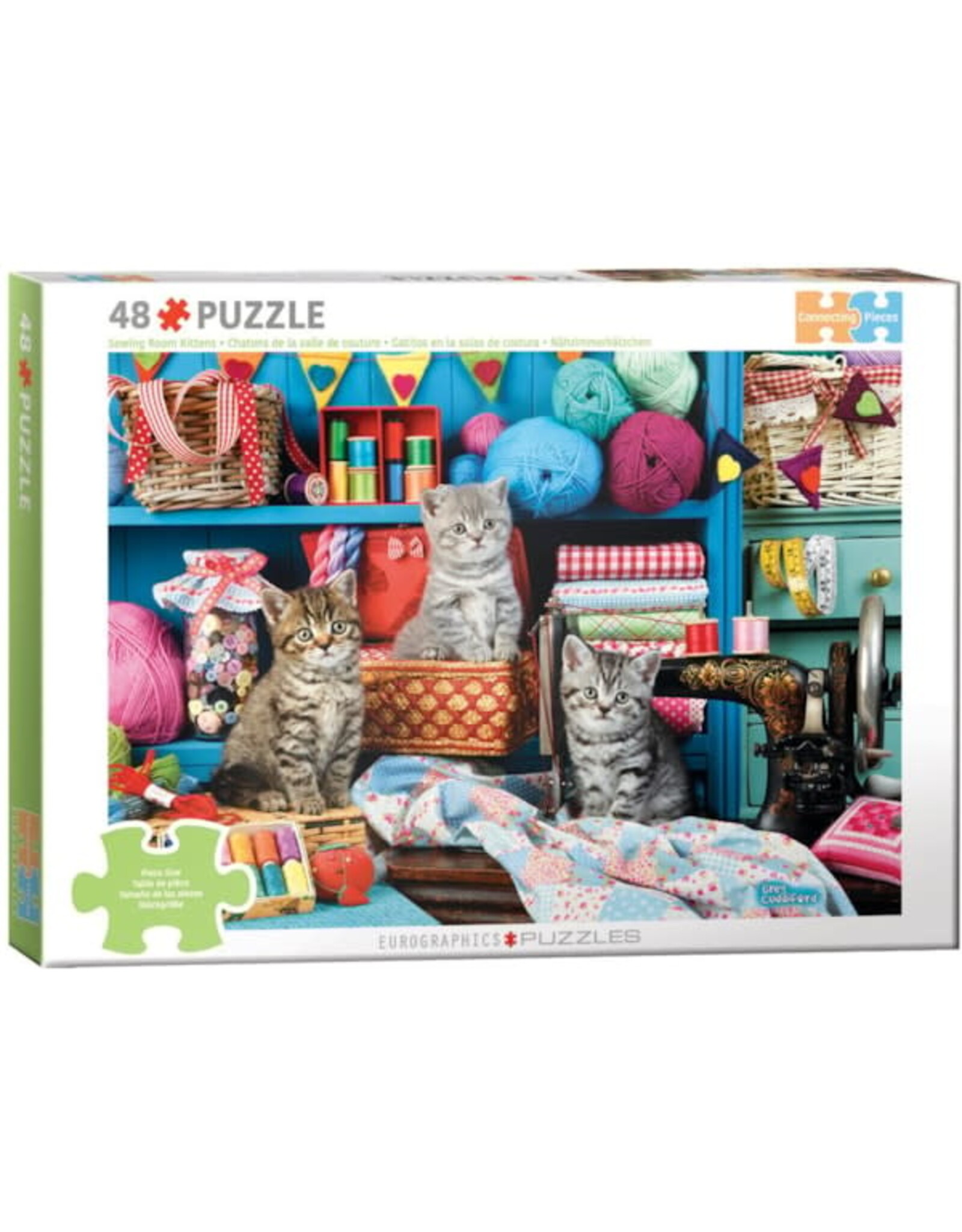 Eurographics Connecting Pieces - Kittens in Sewing Room 48pc