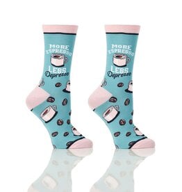 GiftCraft Women's Crew Socks, More Espresso Less Depresso