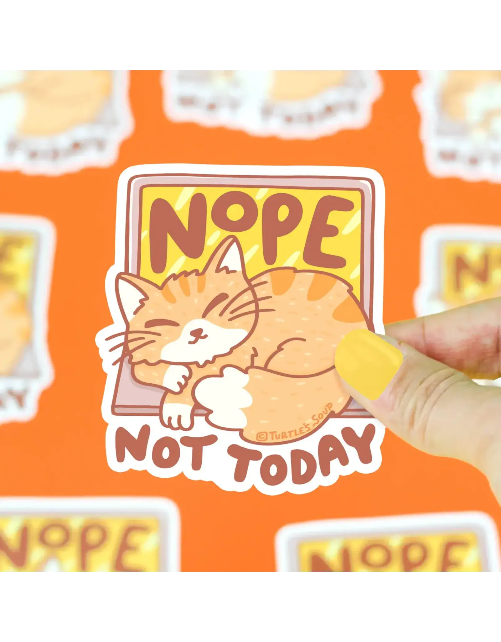 Turtle's Soup Nope Not Today Laptop Kitty Vinyl Sticker