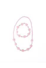Great Pretenders Pink Crystal Blooms Necklace & Bracelet Set, 2pc