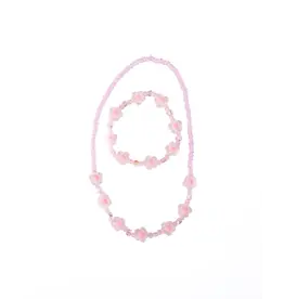 Great Pretenders Pink Crystal Blooms Necklace & Bracelet Set, 2pc