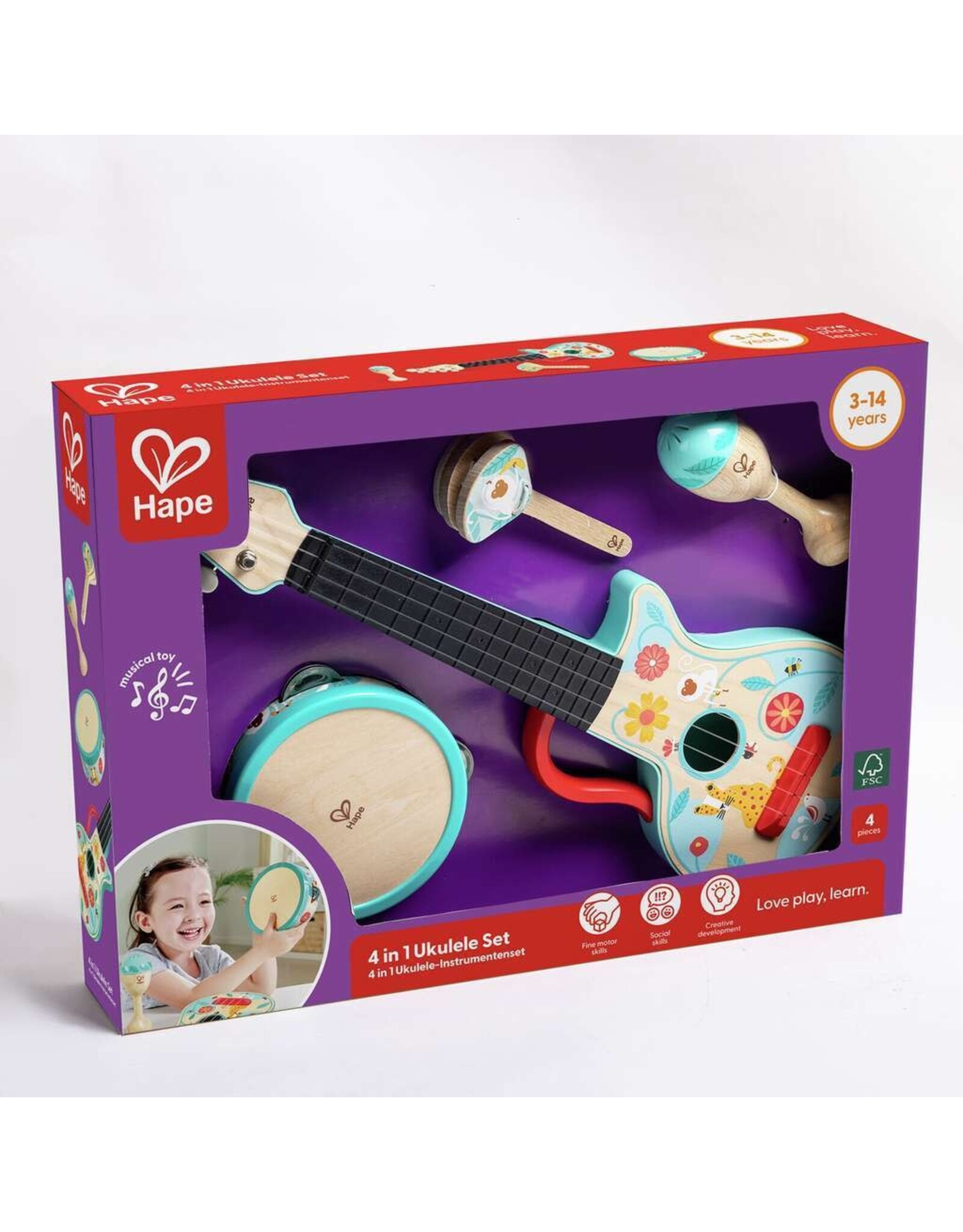 Hape 4 in 1 Ukulele Set