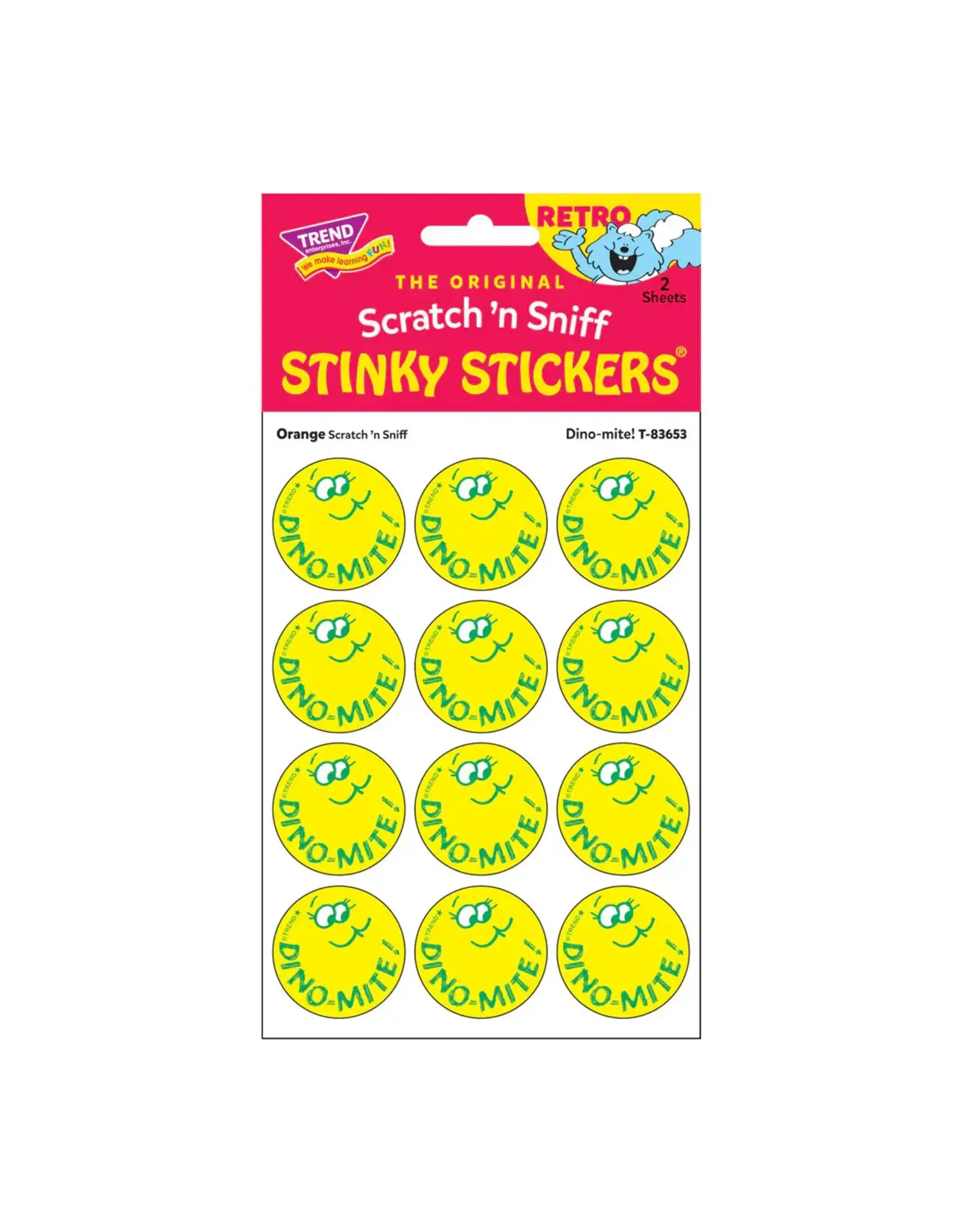 Trend Enterprise Dino-Mite! Orange Retro Scratch 'n Sniff Stinky Stickers