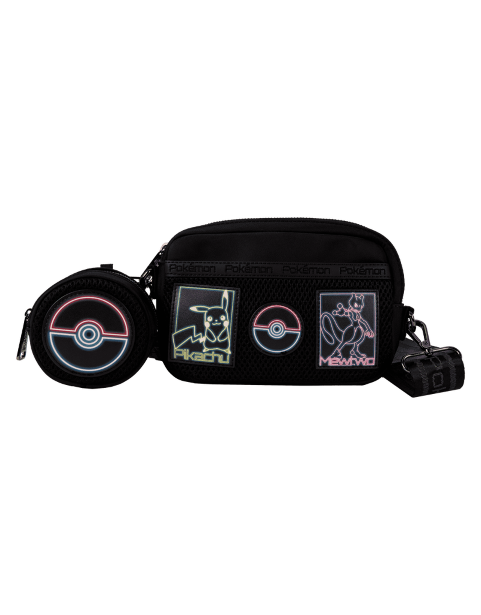 Loungefly Pokémon Pikachu & Mewtwo Glow Nylon Sling Crossbody Bag with Coin Bag