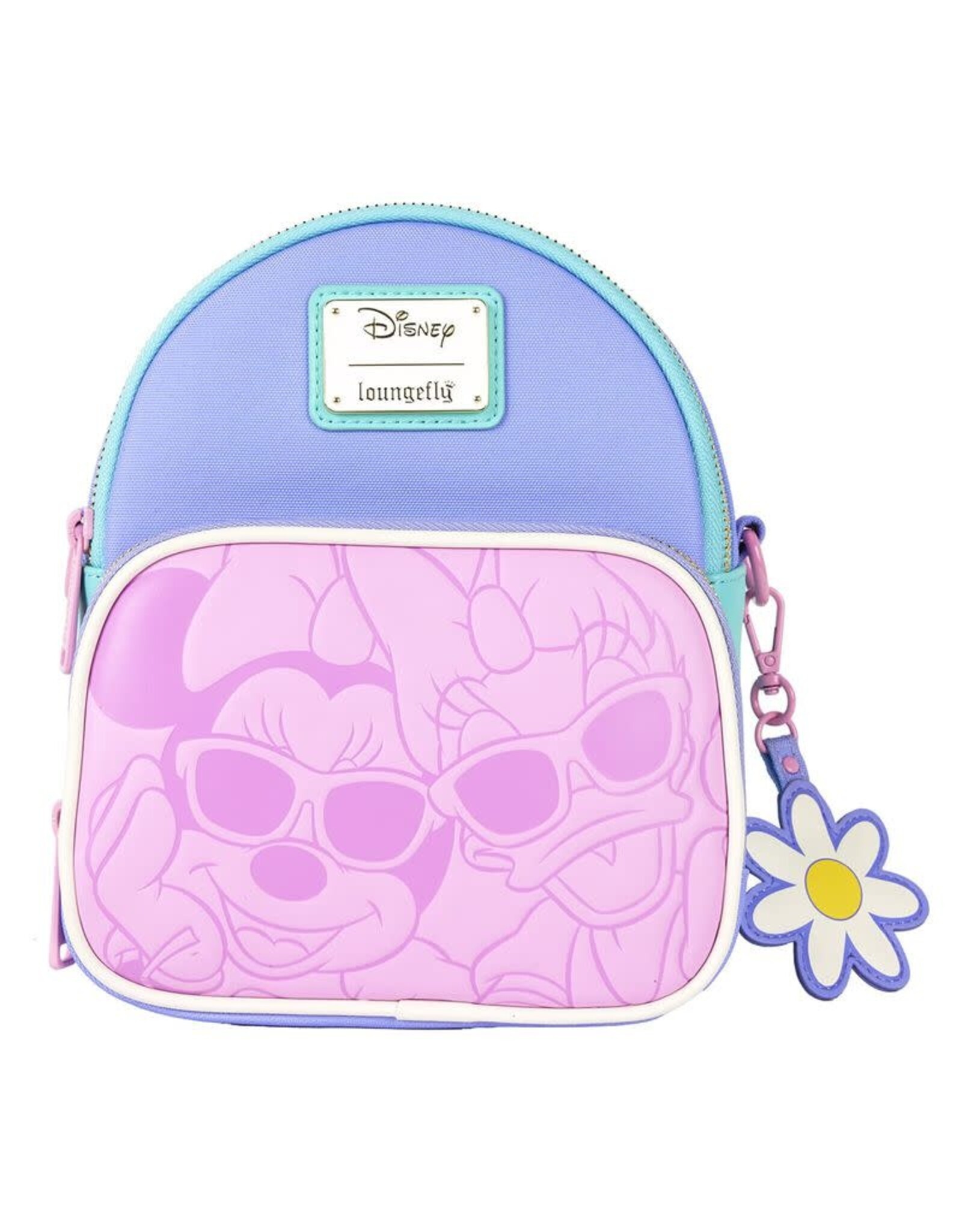 Loungefly Daisy Duck 85th Anniversary Daisy Duck & Minnie Mouse Convertible Mini Backpack & Crossbody Bag