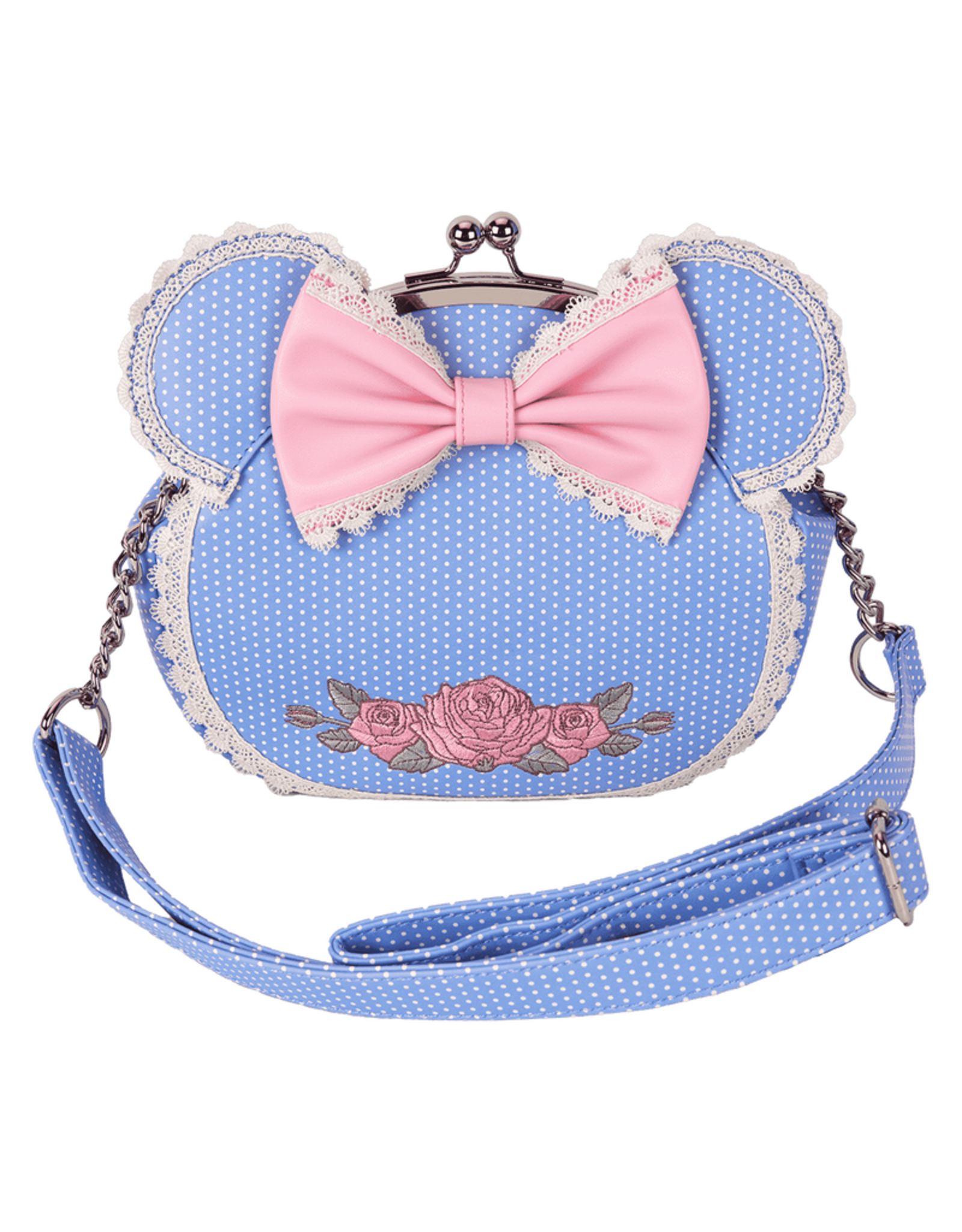 Loungefly Minnie Mouse Floral and Lace Kisslock Crossbody Bag