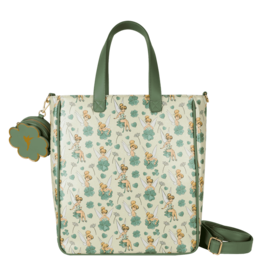 Loungefly Peter Pan Tinker Bell Clover All-Over Print Tote Crossbody Bag With Coin Bag