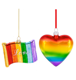 Ganz Heart & Flag Pride Ornaments