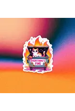 Radical Buttons Everything's Fine Dumpster Fire Funny Cat Sticker