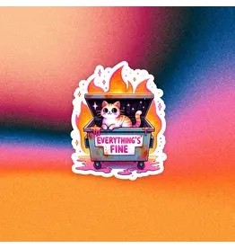 Radical Buttons Everything's Fine Dumpster Fire Funny Cat Sticker