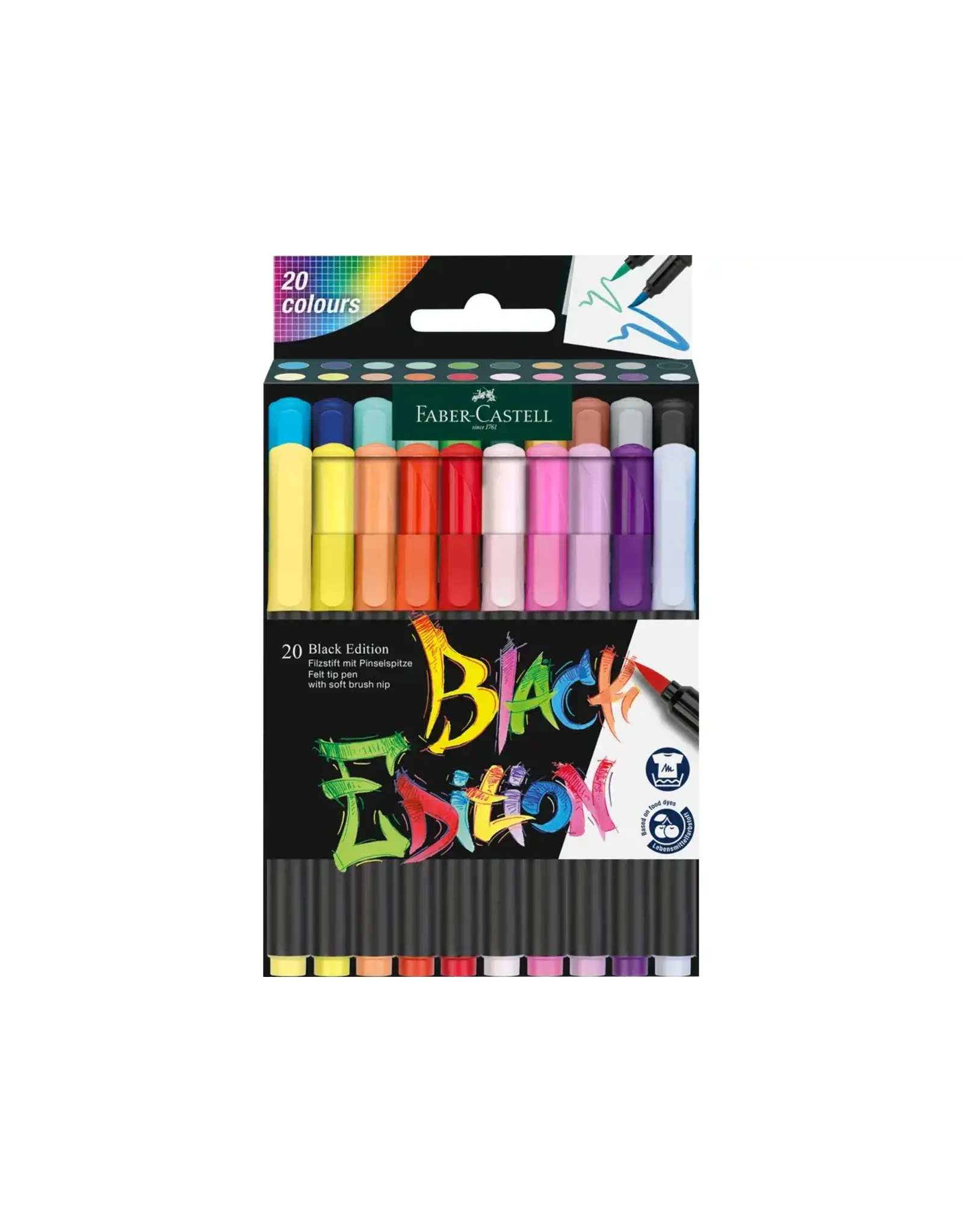 Faber Castell Felt Tip Brush Pen Black Edition 20ct Box
