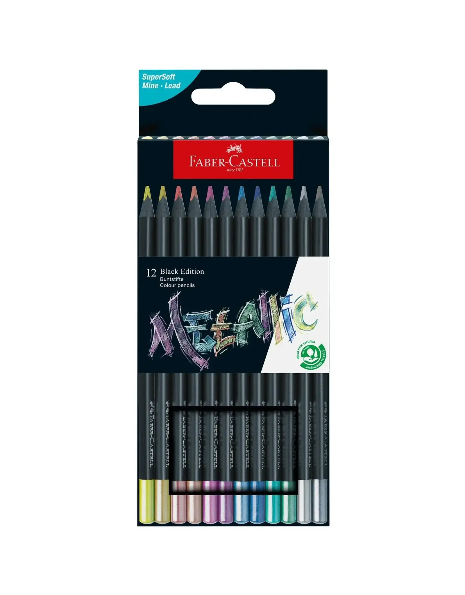 Faber Castell Color Pencils Metallic Black Edition 12ct Box
