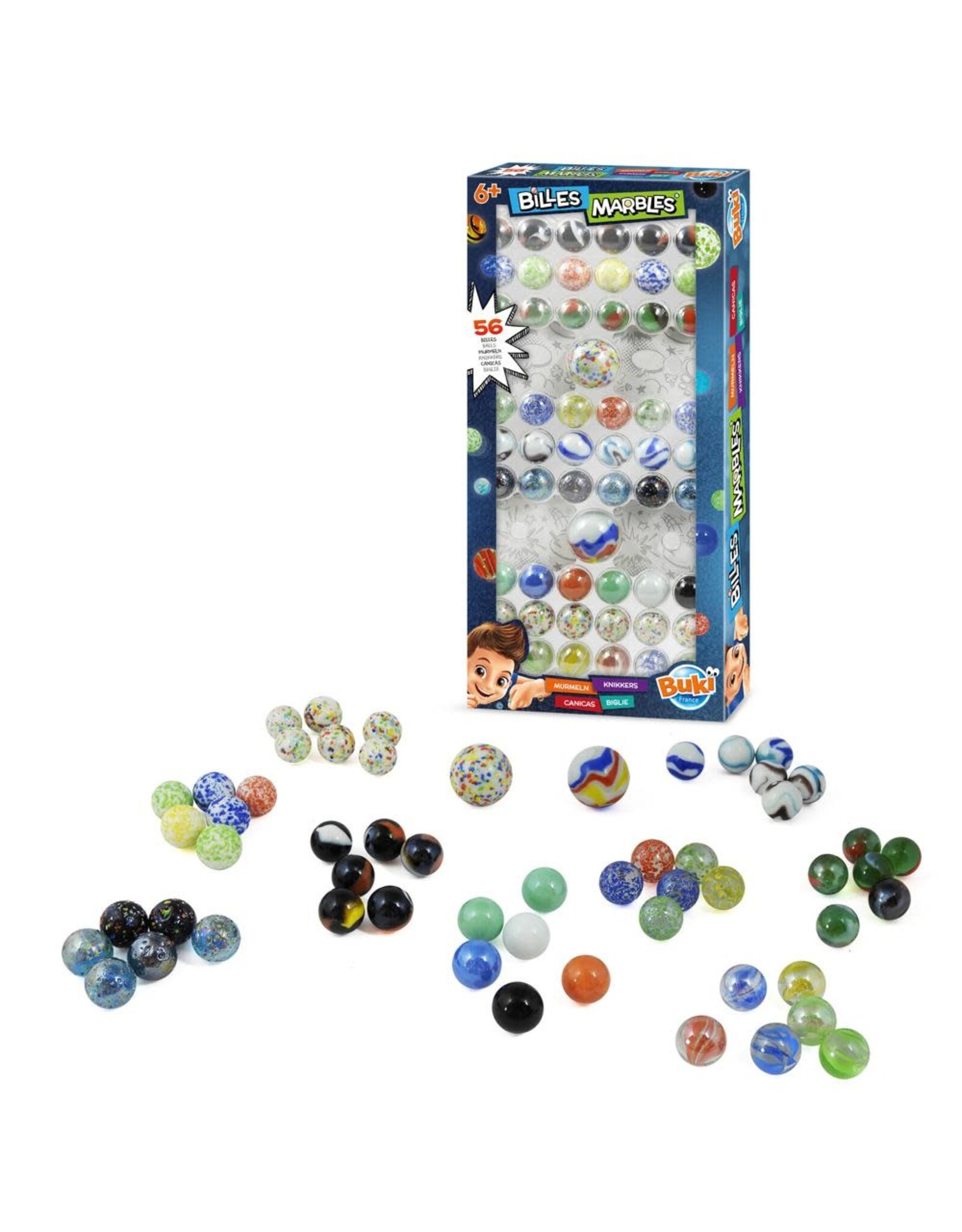 Buki France - Box of Marbles 56 Pieces