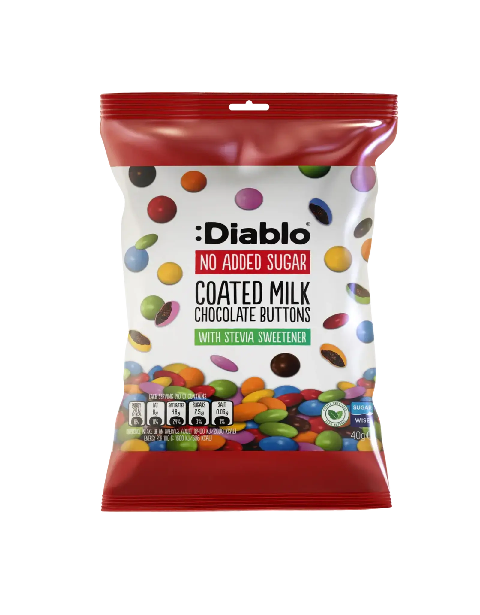 Diablo Diablo No Sugar Added Sugar Coated Milk Chocolate Buttons (British)