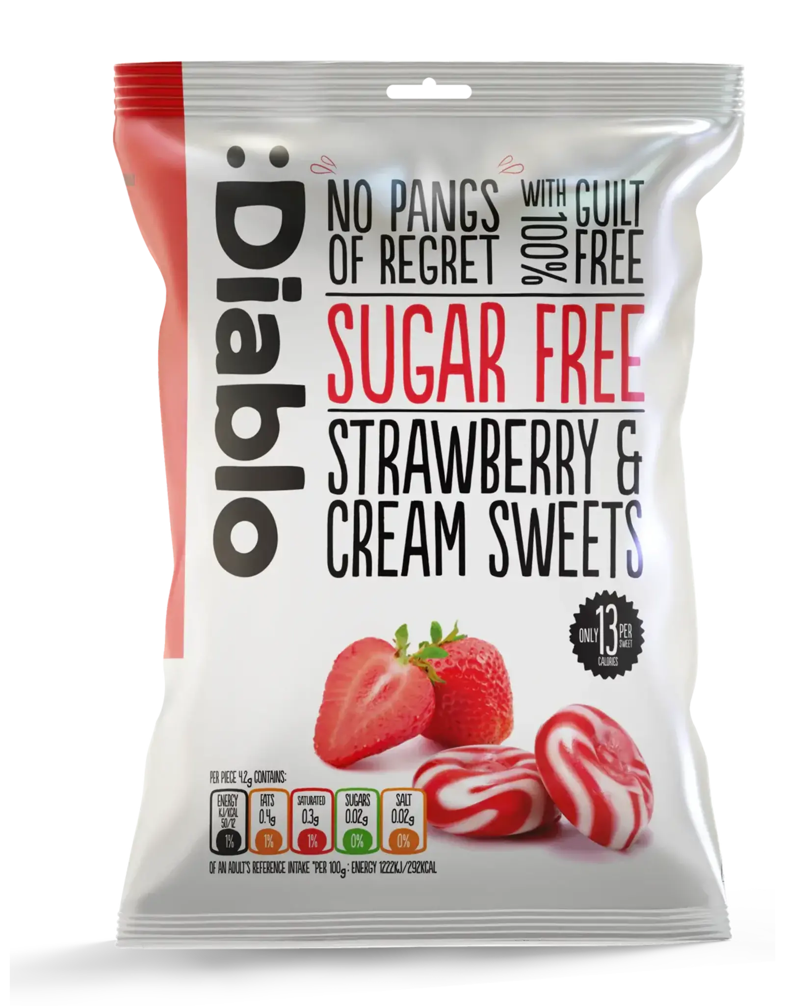 Diablo Diablo No Sugar Added Sweets - Strawberry & Cream (British)