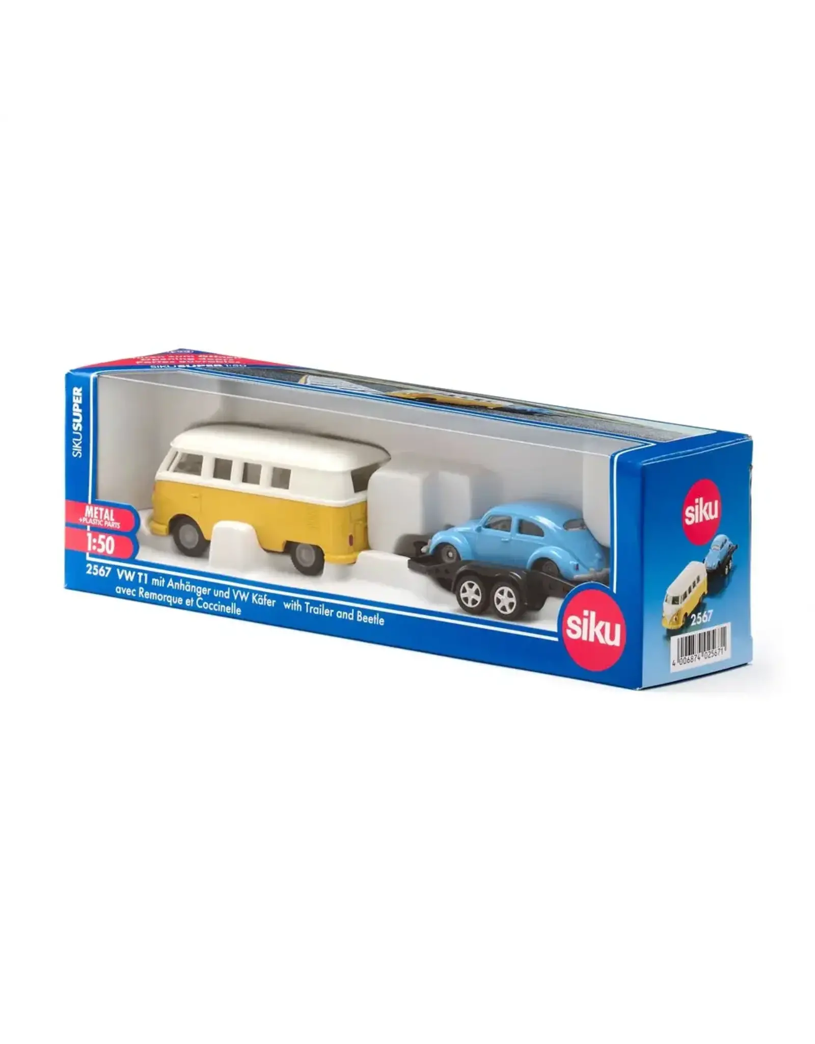 Siku Siku VW T1 with Trailer and VW Beetle