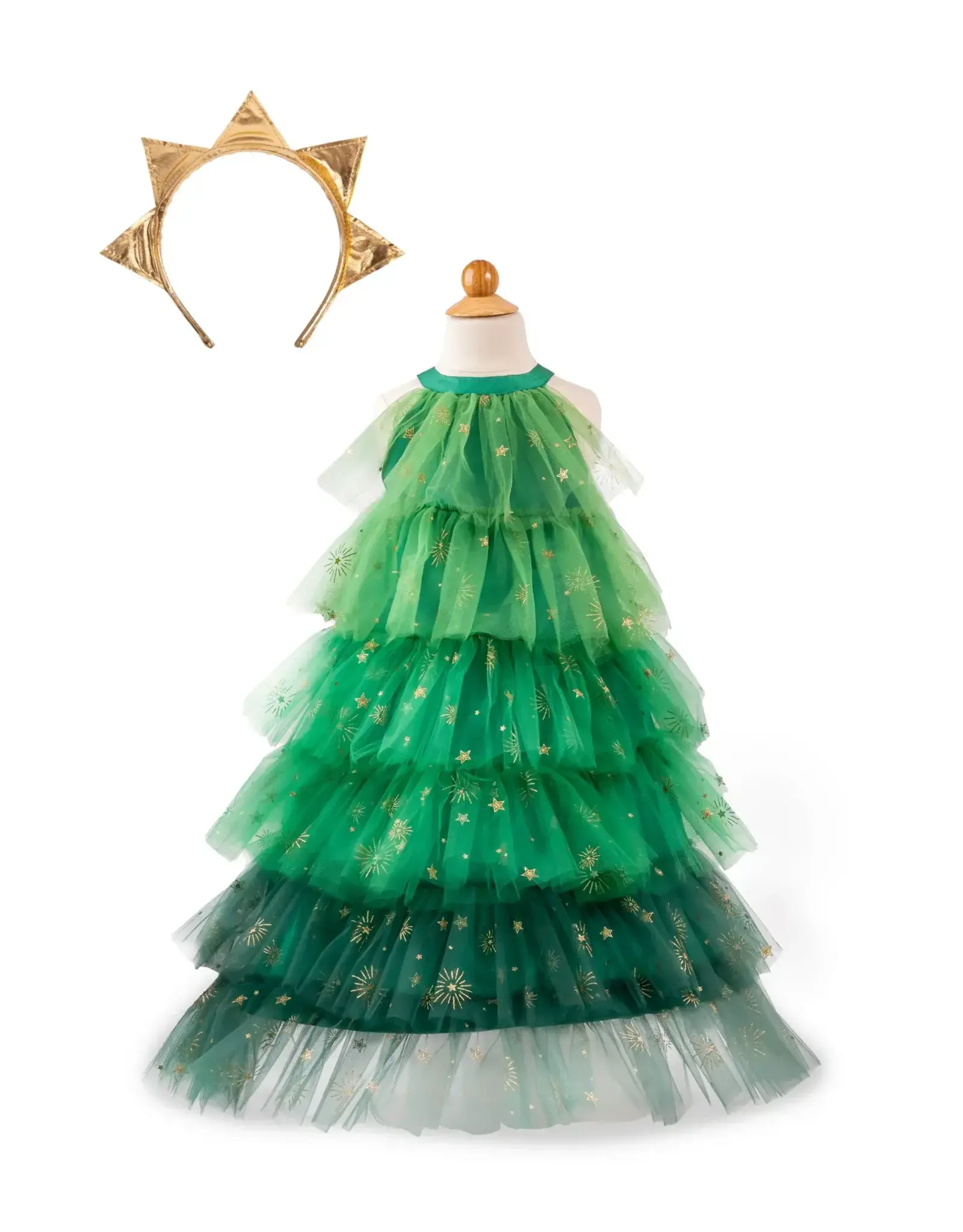 Great Pretenders Christmas Tree Dress with Headpiece, Size 3/4