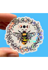 Radical Buttons Holographic Bee Moon Phases Sticker
