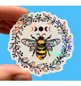 Radical Buttons Holographic Bee Moon Phases Sticker