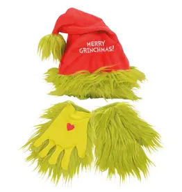 Grinch Santa Hat & Gloves
