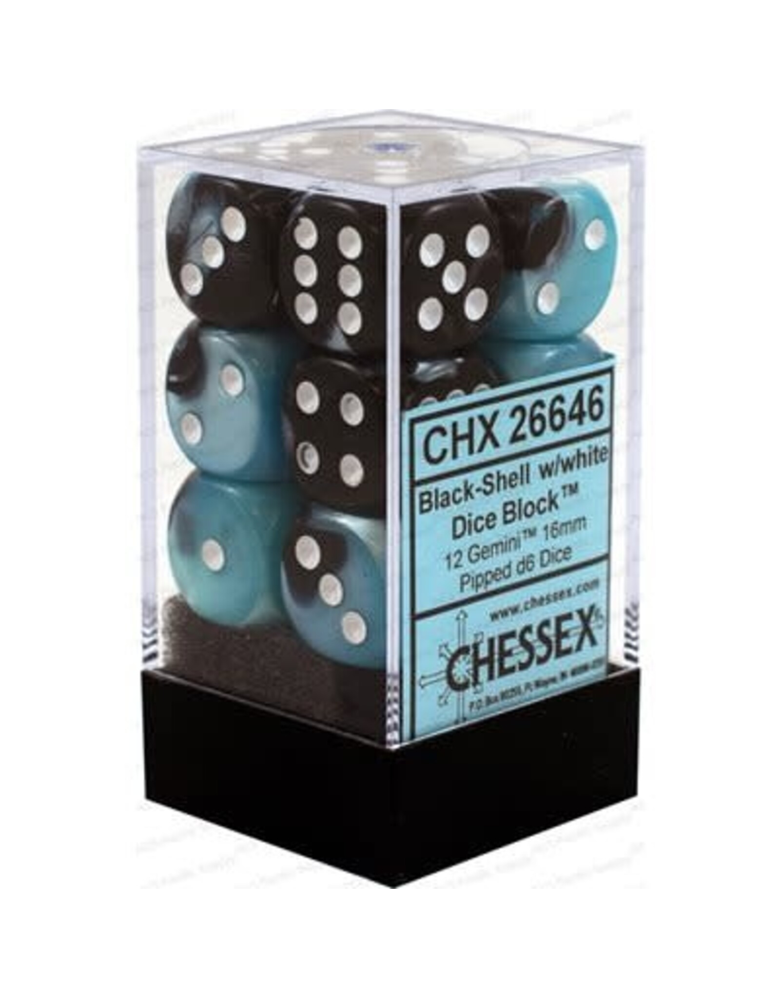 Gemini: 12D6 Black-Shell/White Dice