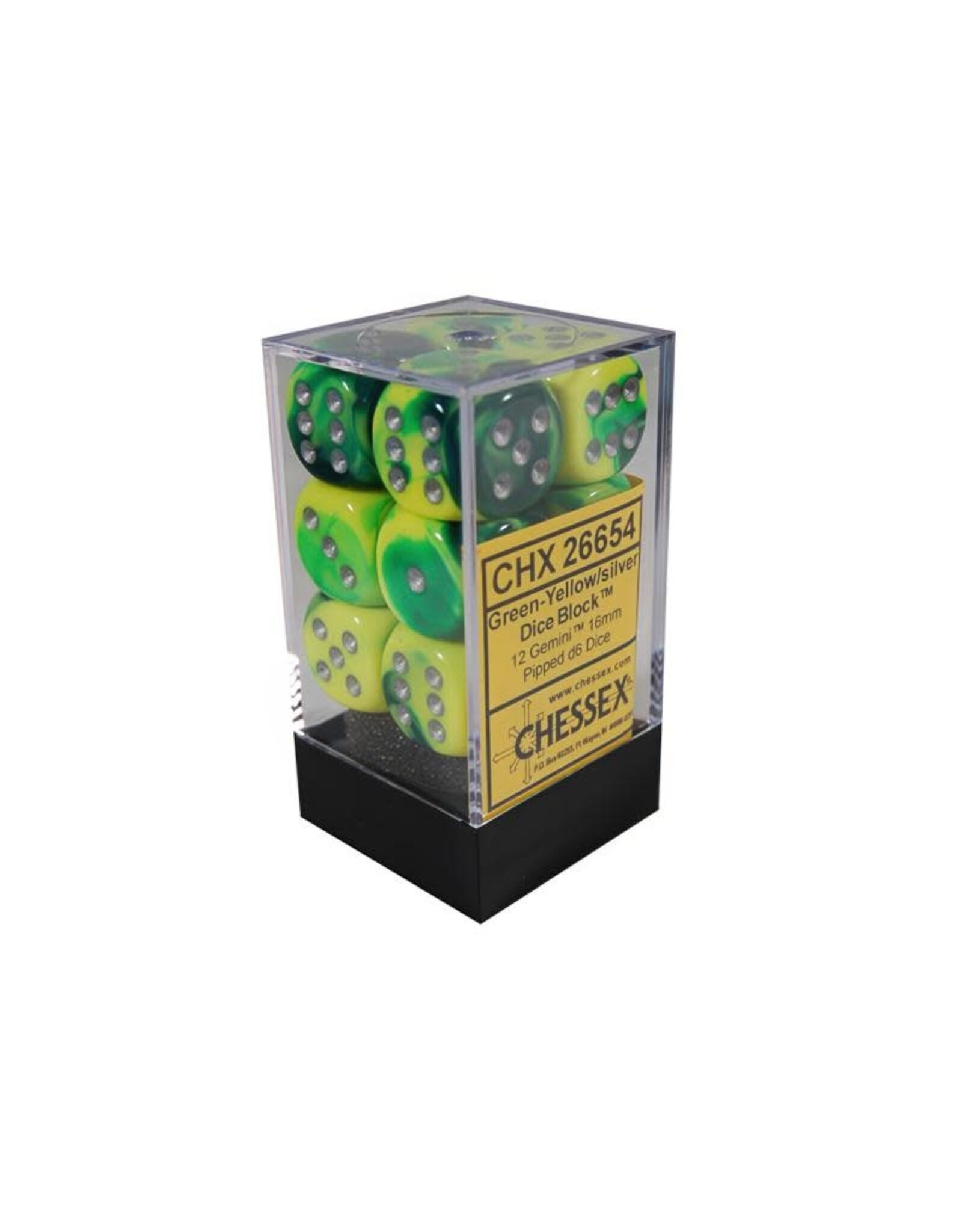 Gemini: 12D6 Green-Yellow/Silver Dice