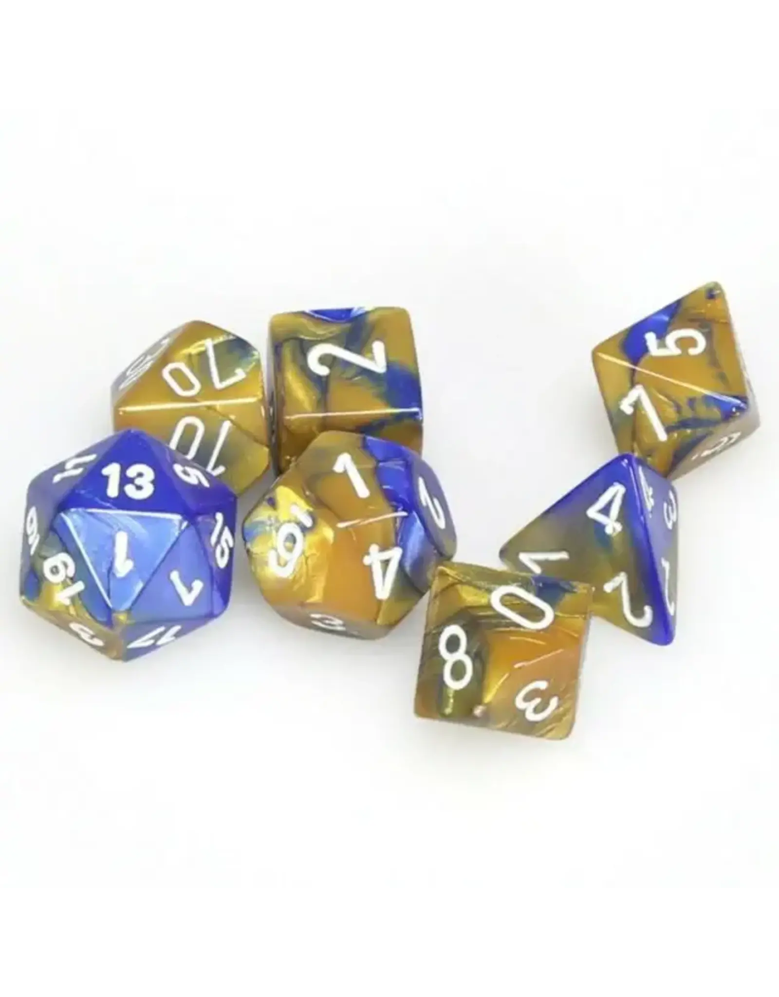 Gemini: 7Pc Blue-Gold/White Dice