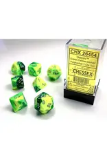Gemini: 7Pc Green-Yellow/Silver Dice