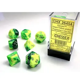 Gemini: 7Pc Green-Yellow/Silver Dice