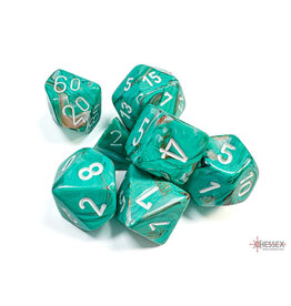 Marble: 7Pc Oxi-Copper/White Dice