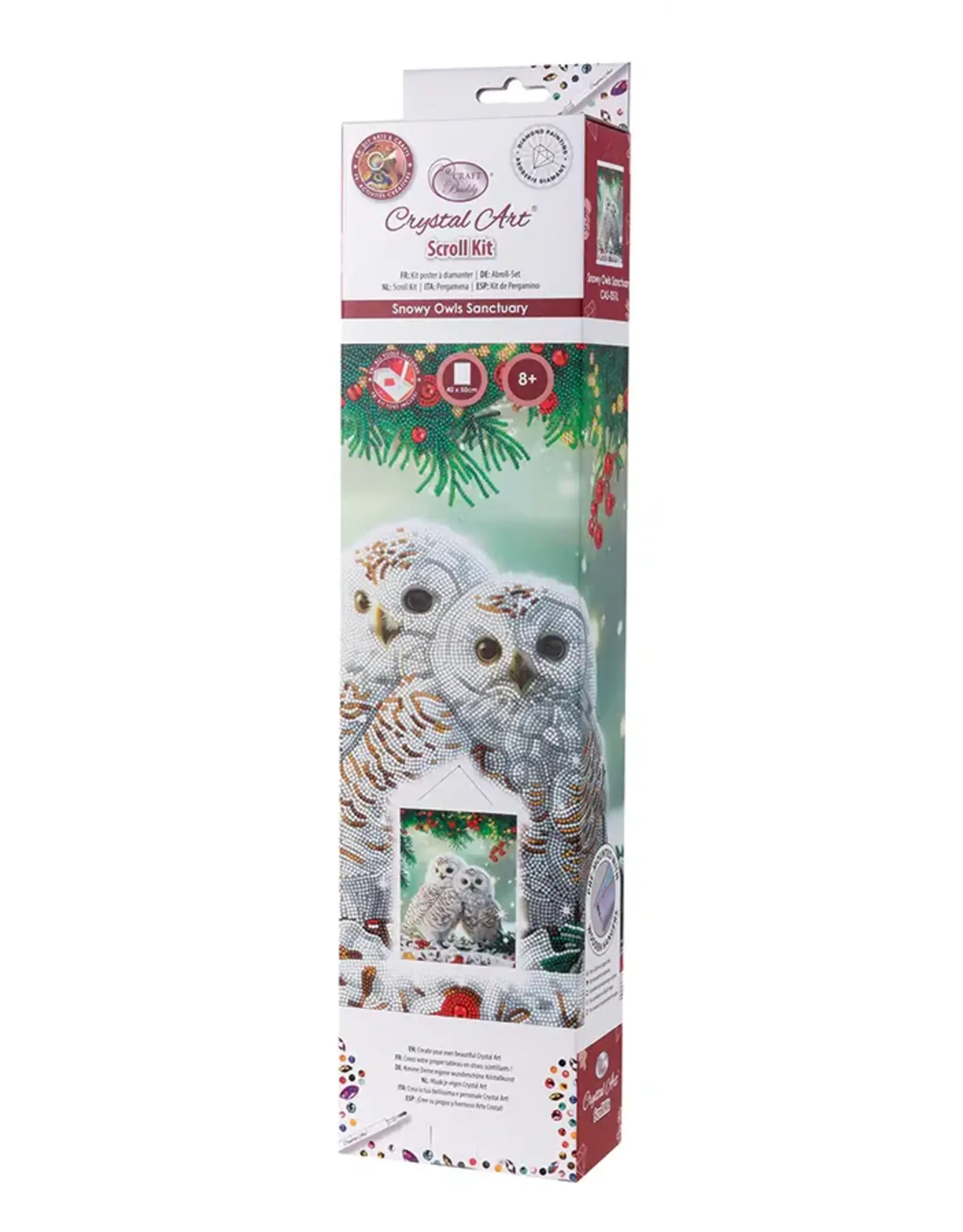 D.I.Y Crystal Art Kit Crystal Art Scroll Kit: Snowy Owls Sanctuary