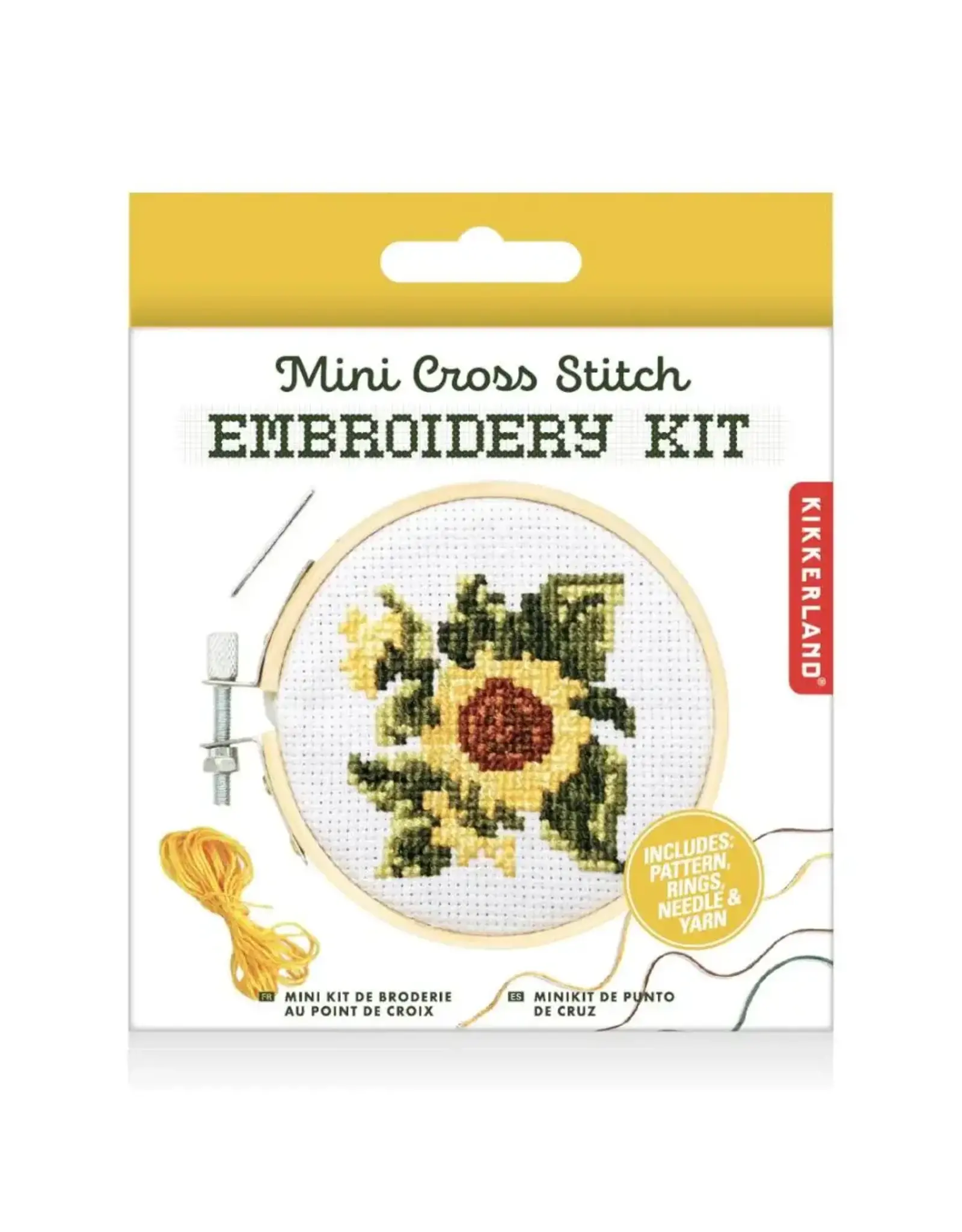 Kikkerland Sunflower Mini Cross Stitch Embroidery Kit