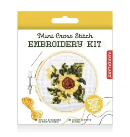 Kikkerland Sunflower Mini Cross Stitch Embroidery Kit