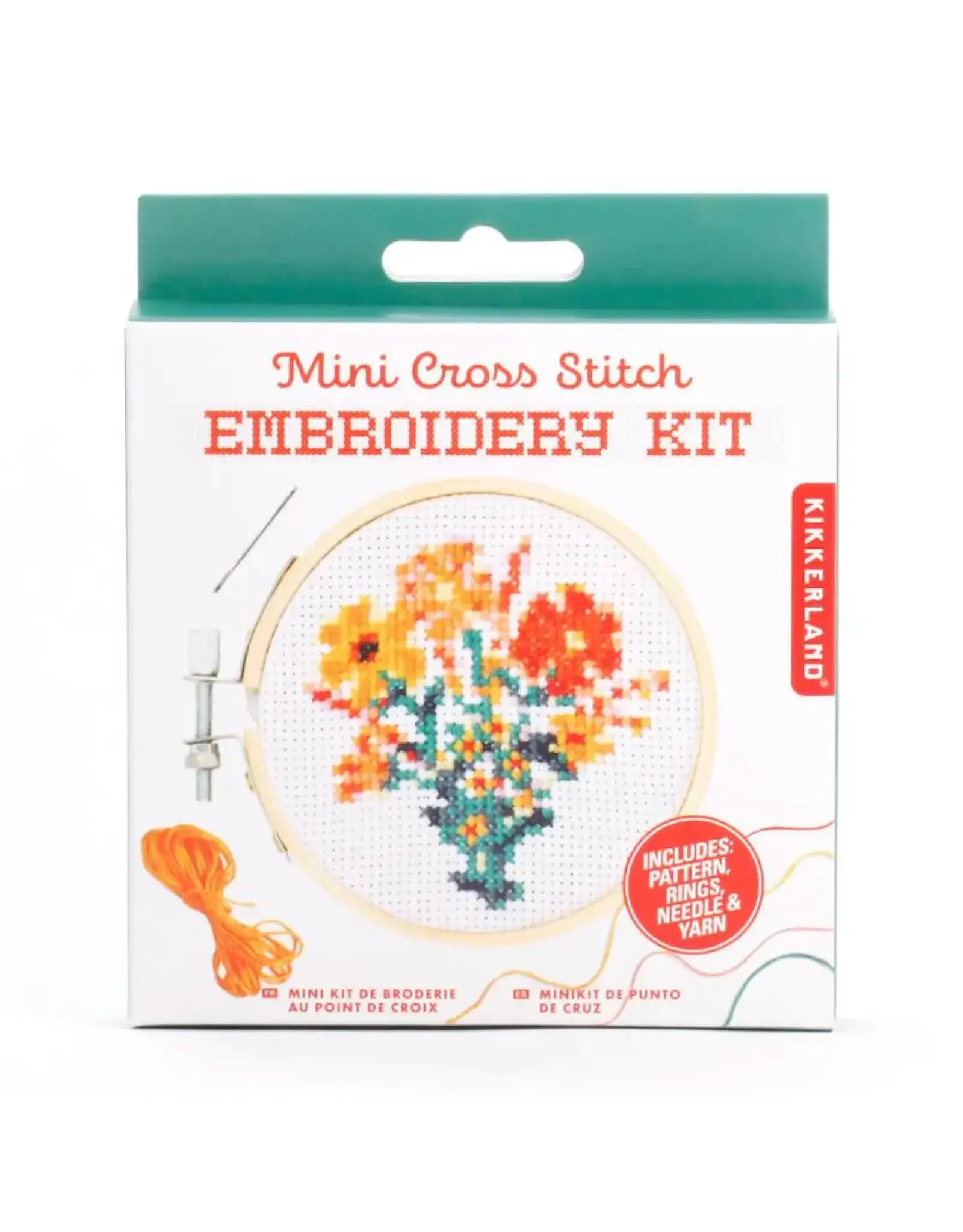 Kikkerland Flowers Mini Cross Stitch Embroidery Kit