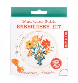 Kikkerland Flowers Mini Cross Stitch Embroidery Kit