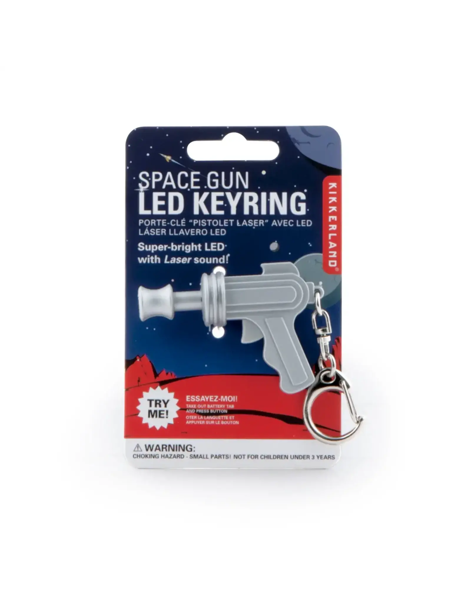 Kikkerland Space Gun LED & Sound Keychain