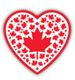Stickers Northwest Red and White Maple Leaf Heart Sticker