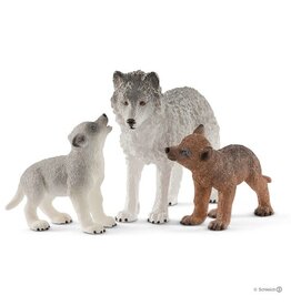Schleich Mother Wolf with Pups (Retiring)