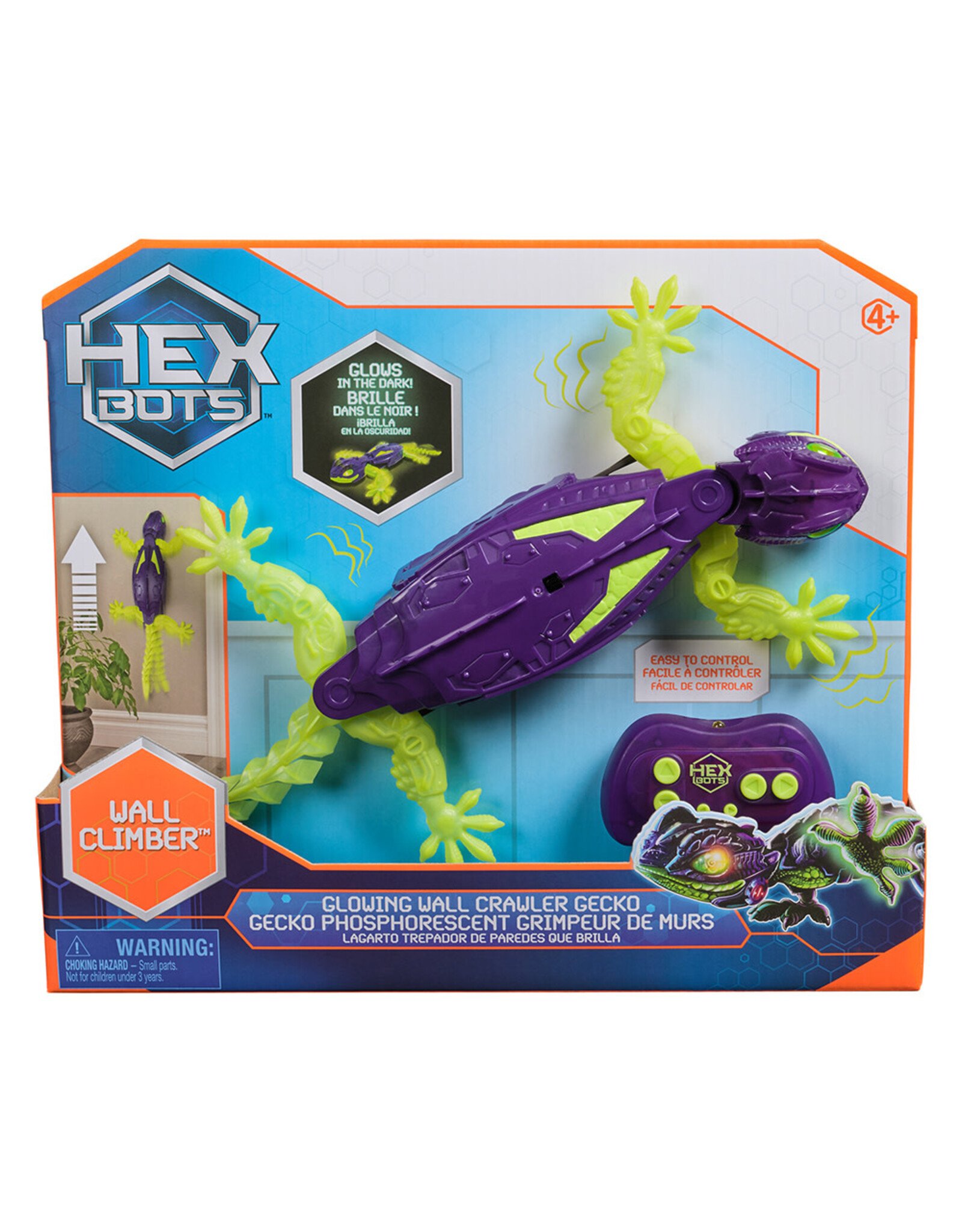 Spin Master Hex Bots - Glowing Wall Crawler Gecko - Glow In the Dark