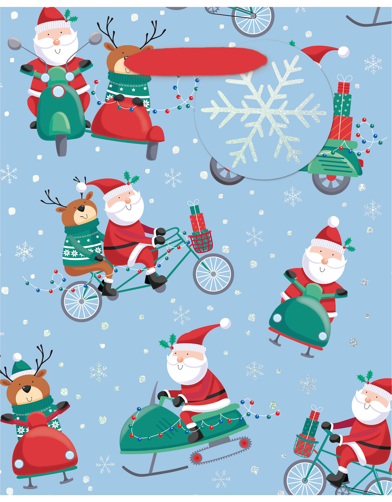 Santa and Snowflakes Small Gift Bag