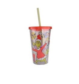Bioworld The Grinch - White & Red 16oz Cup with Straw