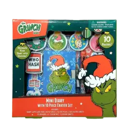 Grinch Mini Diary with 10pc Eraser Set