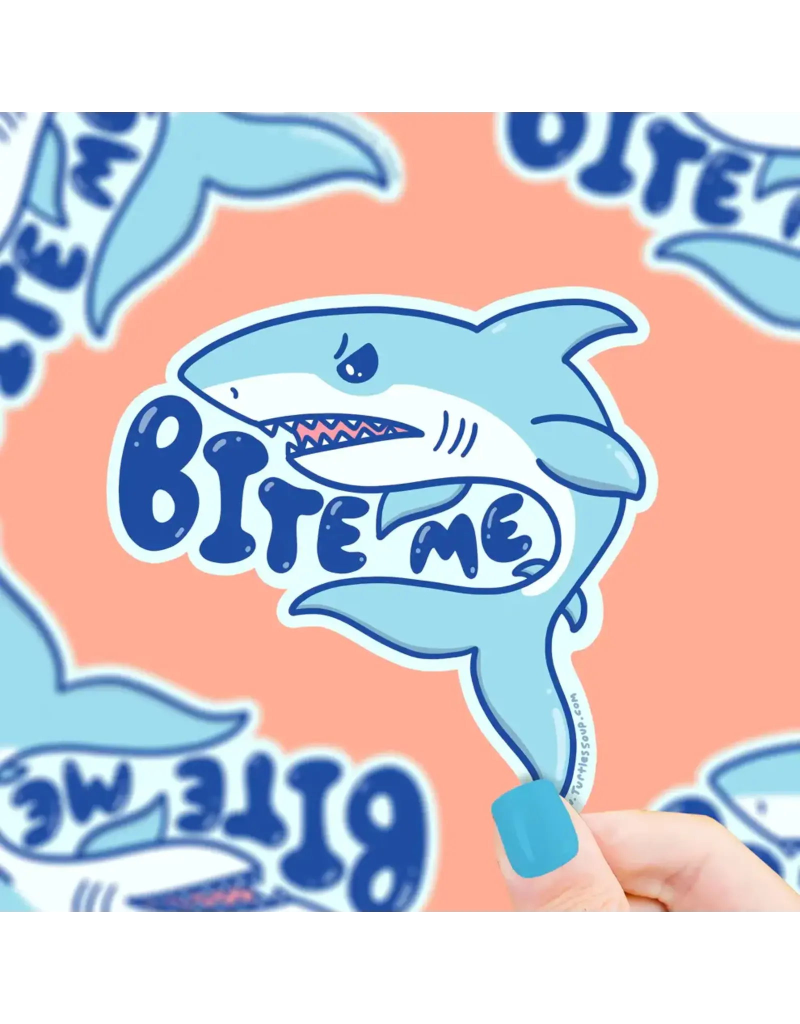Turtle's Soup Bite Me Great White Shark Vinyl Sticker